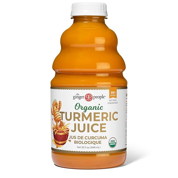 Organic Turmeric Juice, 99% Pure Turmeric Juice by The Ginger People – Drug Free Support, Non-GMO, Premium Quality, 32 Fl oz Bottle (Pack of 1)