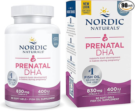 Nordic Naturals Prenatal DHA, Unflavored 90 Soft 830 mg Omega-3 + 400 IU D3 - 45 Servings