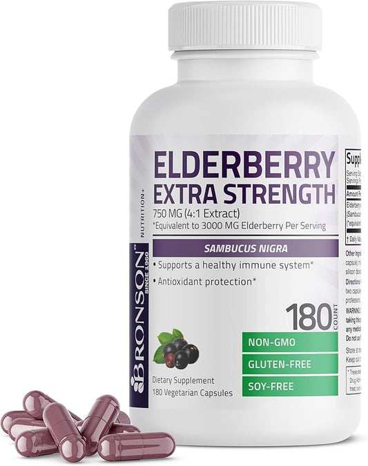Bronson Elderberry Extra Strength, Supports Healthy 180 Vegetarian