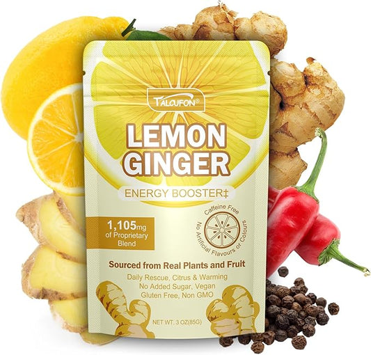 Lemon Ginger Blend Superfood Powder with MCT Oil, Turmeric, Ginger, Ture Lemon Powder, Acacia Fiber Powder, Cayenne Powder, Black Pepper Powder All Natural, Caffeine-free 3Oz (85G)