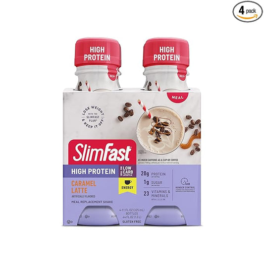 SlimFast Advanced Energy Caramel Latte Shake 20g of 11 fl. 4 Count