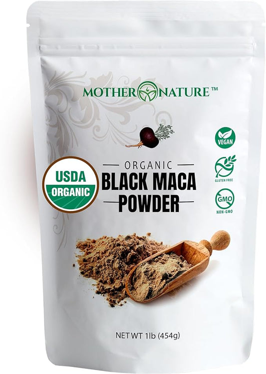 Organic, Raw Peruvian Black Maca Root Powder 16 oz