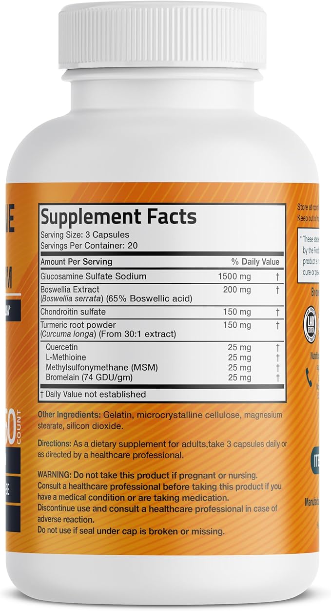 Bronson Glucosamine Chondroitin Turmeric & MSM 60 Capsules