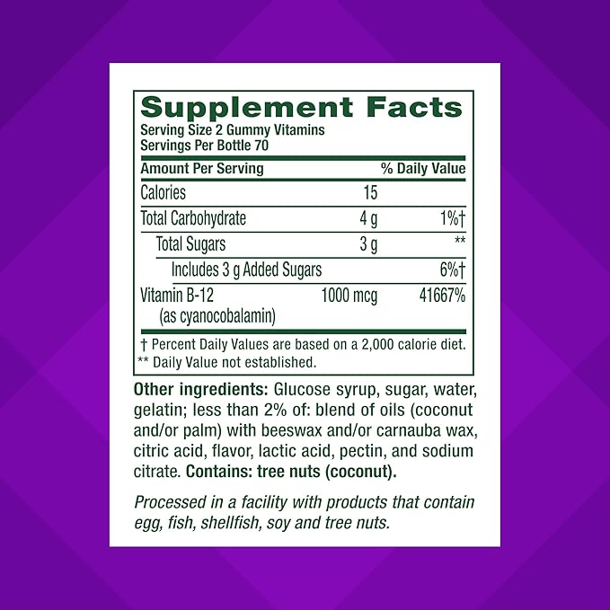 vitafusion Vitamin B12 Gummy Vitamins 1 Gummy 70 Day 140 Count