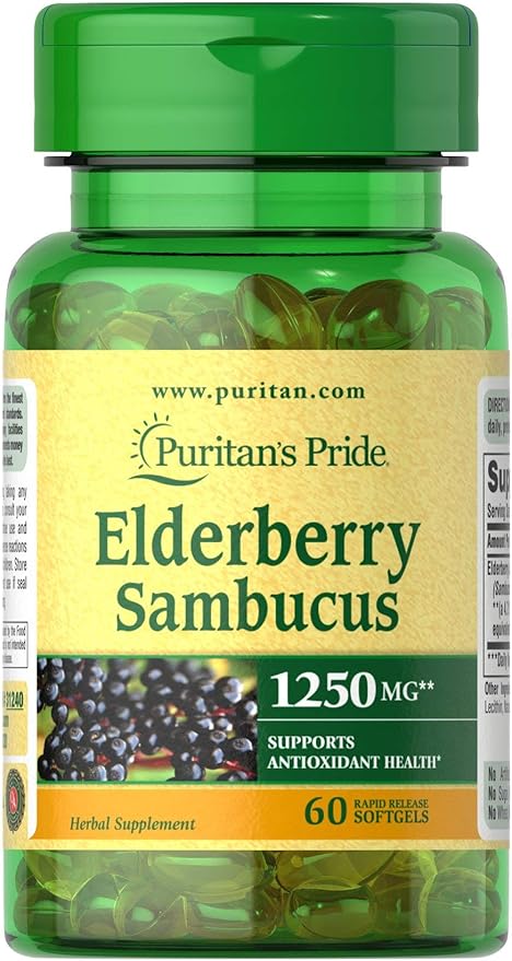 Puritan's Pride Elderberry Sambucus 1250mg, Supports 60ct
