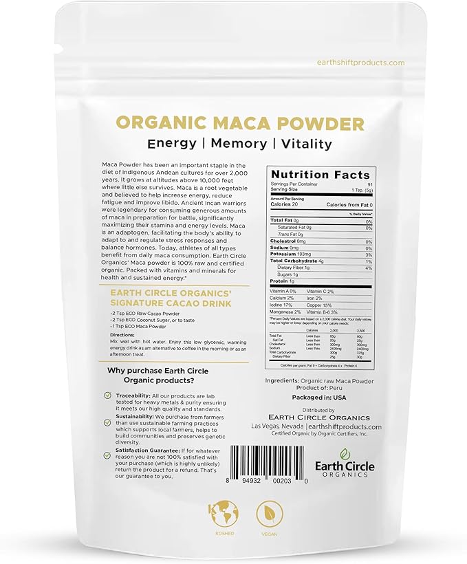 Yellow Maca Root Powder, Natural Superfood, Helps with Energy, Weight, and Women's Fertility - Vegan - 1 Pound (Pack of 1)