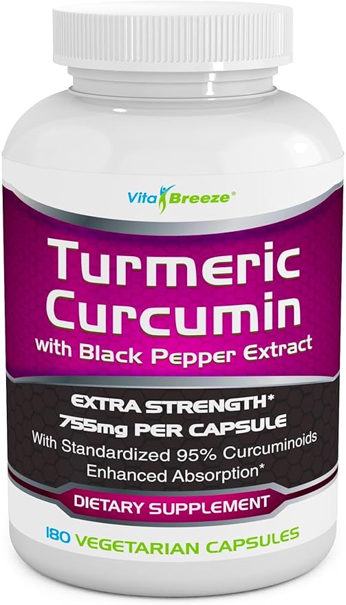 Turmeric Curcumin Complex with Black Pepper Extract 755mg per 180 Veg. 95% Standardized