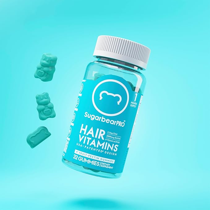 SugarbearPRO Hair Vitamin Extra Strength 6000mcg Men,B12, MSM, 3, Elderberry, 1 Month