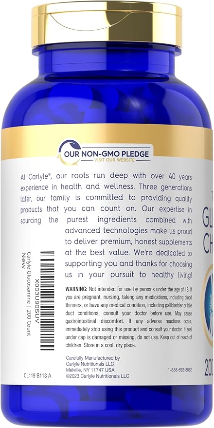 Carlyle Glucosamine Chondroitin MSM Turmeric 4050 mg 200 Count