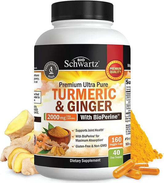 Turmeric Curcumin and Ginger 2000mg 95% Standardized 160 Capsules