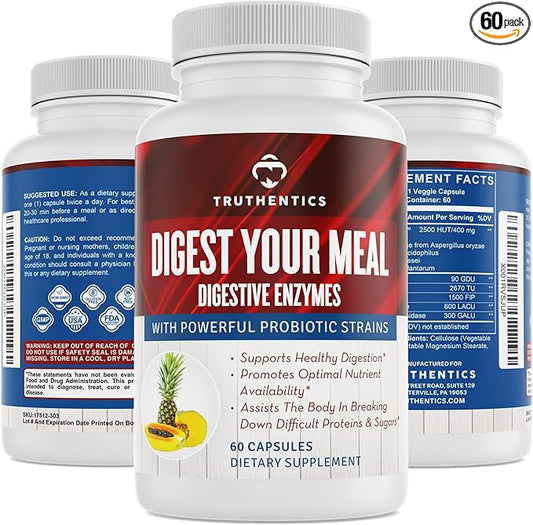 Digestive Enzymes Plus Probiotics with Bromelain, 60 Capsules