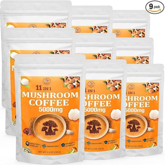 Mushroom Coffee - Mushroom Coffee Organic with 11 Superfood Mushrooms, Includes Lion's Mane, Reishi, Chaga, Cordyceps and Adaptogen*, Mushroom Supplement for Energy, Focus, Memory and Immunity-47.7oz