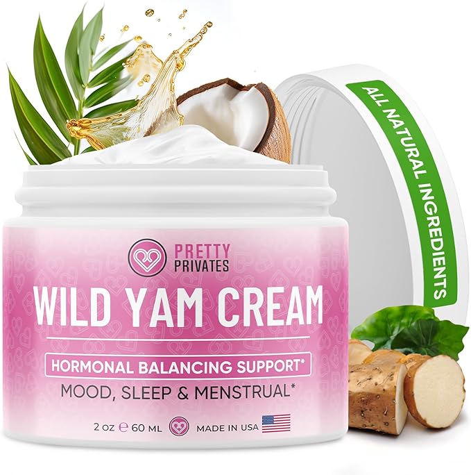 Organic Wild Yam Cream for Hormone Balance - Natural Root Cream for Hormone Support - Comfort Formula for Mood, Sleep, and Menstrual Support for Women with Wild Yam Oil Extract - 2 oz (60 mL)