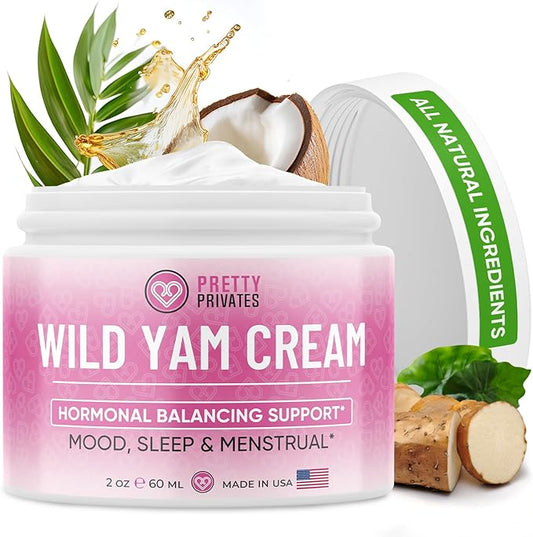 Organic Wild Yam Cream for Hormone Balance - Natural Root Cream for Hormone Support - Comfort Formula for Mood, Sleep, and Menstrual Support for Women with Wild Yam Oil Extract - 2 oz (60 mL)
