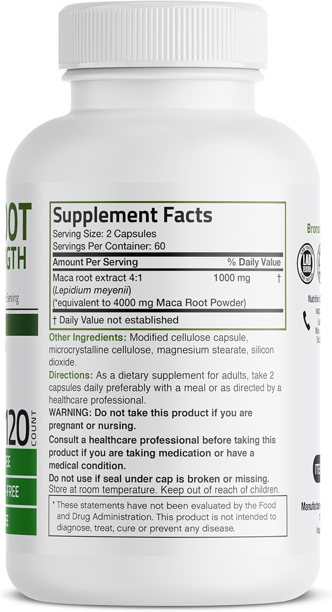Bronson Maca Root Extra Lepidium Meyenii, 120 Vegetarian