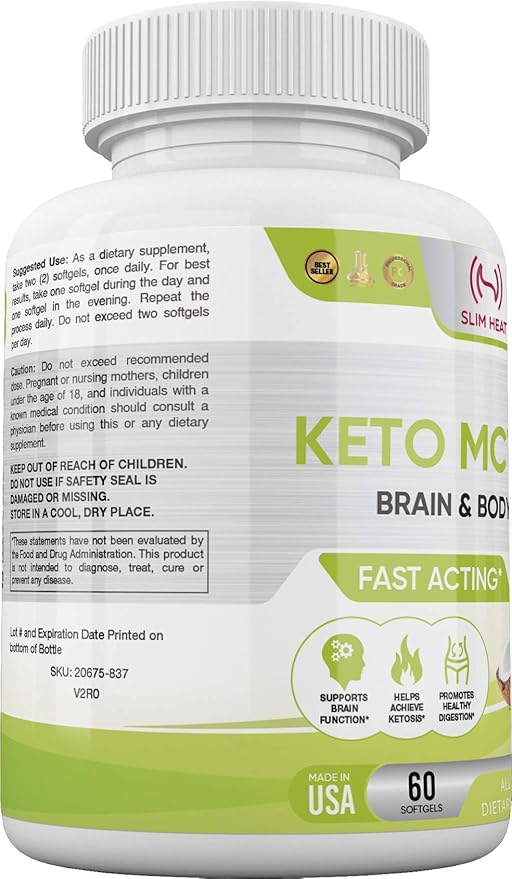 Keto MCT Oil Capsules with C8 & C10 - Fast Acting Ketosis Brain & Body Fuel for Women and Men - All Natural, Non-GMO, Made in USA - 30 Day Supply