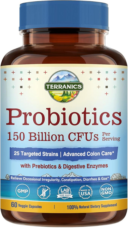 Terranics Daily Probiotics for Men & 150 Billion 25 Strains 60 Veggie