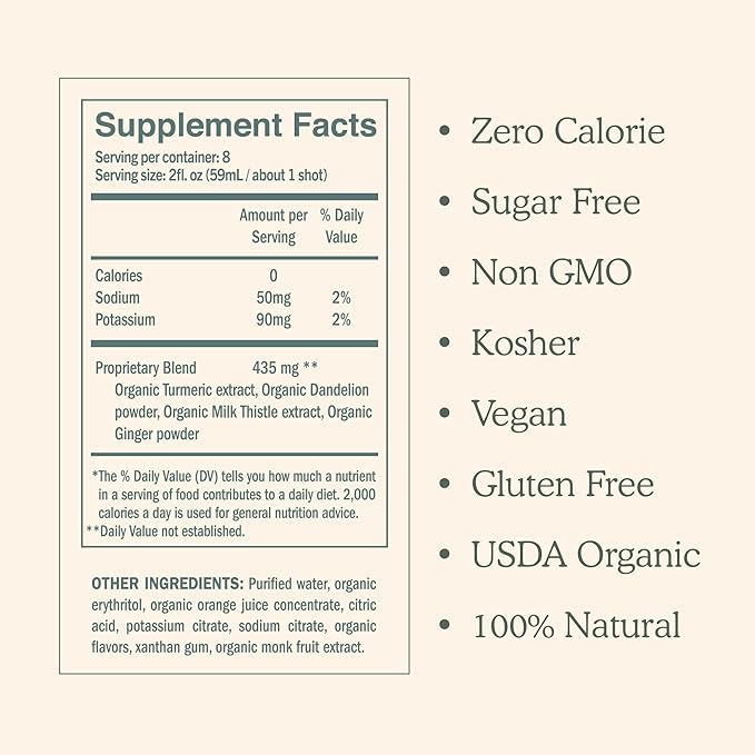 DOSE for Your Liver Cleanse Detox & Repair, Organic Milk Thistle Supplement with Turmeric, Dandelion, Ginger, and Orange, Promotes Optimal Liver Function,16oz Bottle, 6 Pack (6 Week Supply)