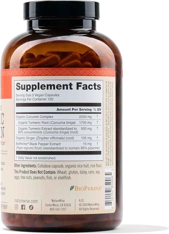 NatureWise Curcumin Turmeric 2250mg 95% Curcuminoids 500mg - 360 Capsules[4-Month Capsules[4-Month Supply]