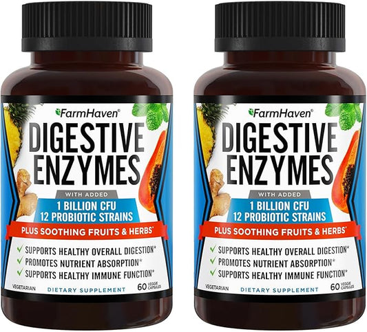 FarmHaven Digestive Enzymes with 18 Probiotics 120 Capsules