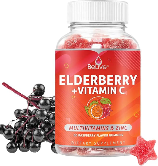 BeLive Elderberry Gummies with Zinc and B12 - 50 Ct