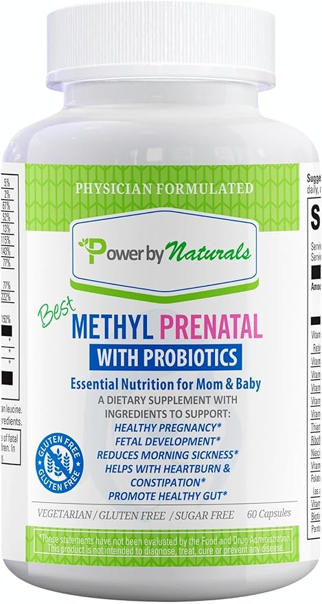 Power By Naturals Prenatal Probiotic Blend B12, Iron, 27+ Essential 60 Capsules