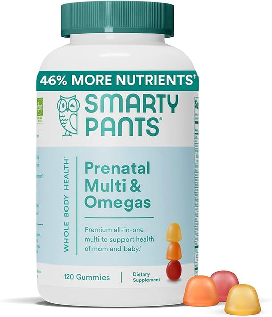 SmartyPants Prenatal Vitamins for Women, Multivitamin 3 Fish D3, C, B12, B6, B6, Vitamin 120 Count (30 Day