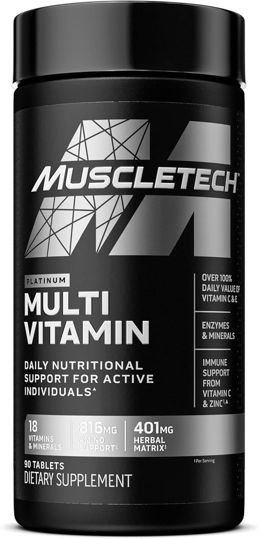 MuscleTech Platinum Multivitamin for Immune Support 18 Vitamins B6 B12 B12 Daily 90 Ct