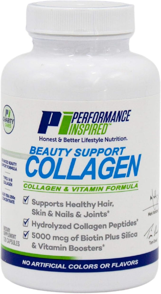 Performance Inspired Nutrition Collagen Joint/Skin/Nails/Beauty Support Capsules 5,000mcg of 120 Ct