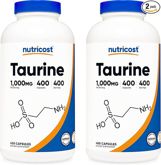 Nutricost Taurine 1000mg; 400 Capsules (2