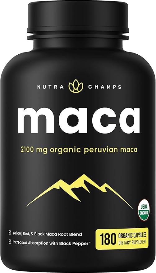 Organic Maca Root Capsules for Women 2100mg, 180 180 Vegan
