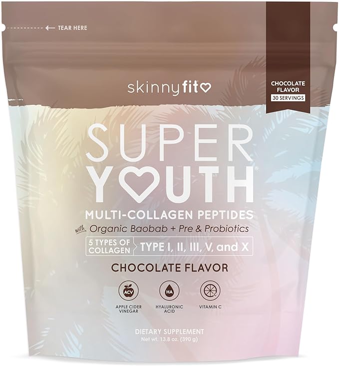 SkinnyFit Super Youth Chocolate Multi-Collagen Peptides 30 Servings