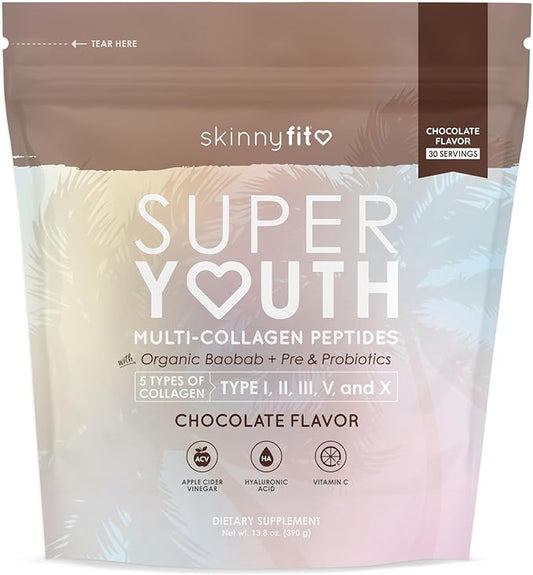 SkinnyFit Super Youth Chocolate Multi-Collagen Peptides 30 Servings
