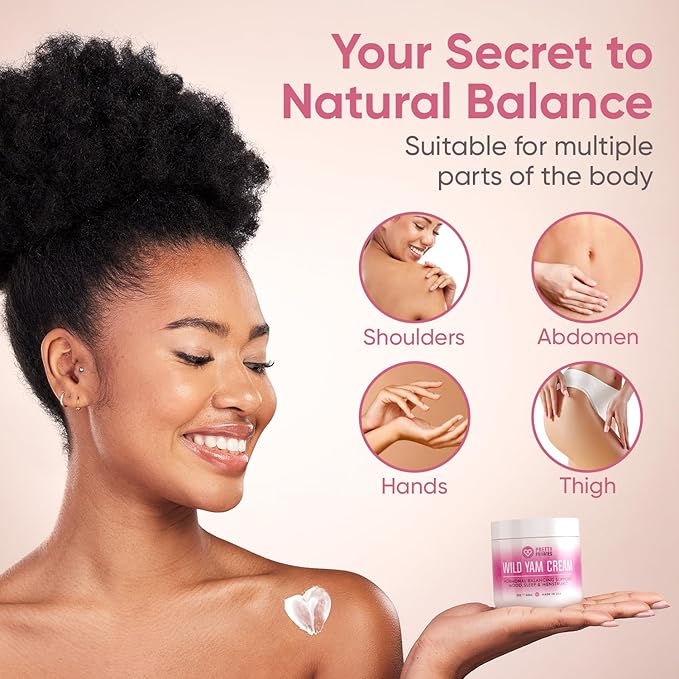 Organic Wild Yam Cream for Hormone Balance - Natural Root Cream for Hormone Support - Comfort Formula for Mood, Sleep, and Menstrual Support for Women with Wild Yam Oil Extract - 2 oz (60 mL)