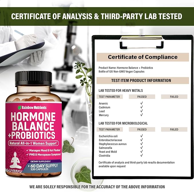 Hormone Balance + Probiotics for Women (3450mg) Natural |120 V