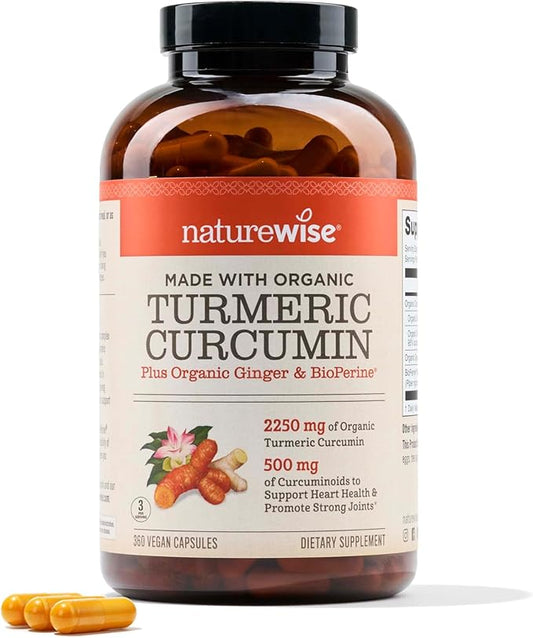 NatureWise Curcumin Turmeric 2250mg 95% Curcuminoids 500mg - 360 Capsules[4-Month Capsules[4-Month Supply]