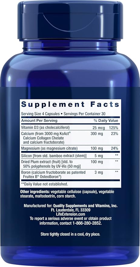 Life Extension Bone Strength Collagen Formula, D3, magnesium 120 capsules