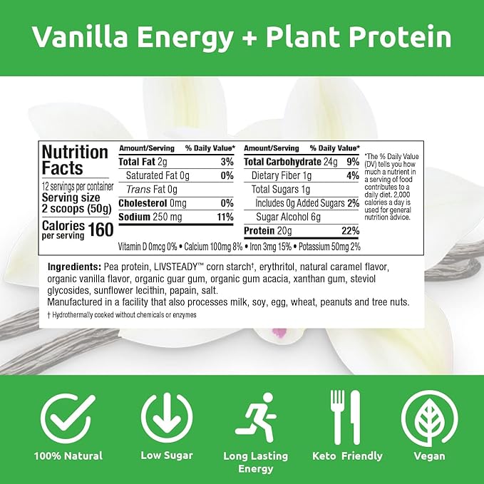 UCAN Energy + Plant Protein Powder 20g Pea 12 Servings