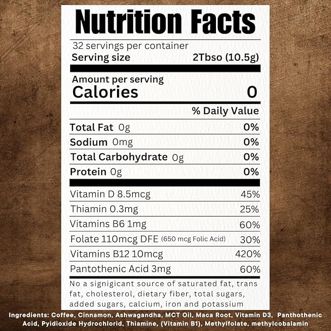 Morning Medic Wellness Coffee with Ashwagandha, MCT Oil, Maca Root, Vitamin B6, Vitamin B12, Vitamin D, and Cinnamon, Ground Coffee Medium Roast, 12 oz