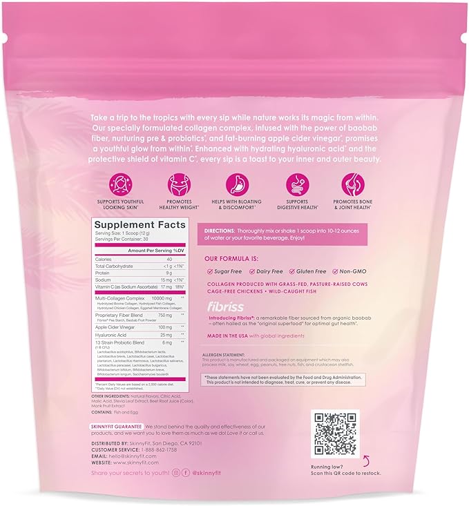 SkinnyFit Super Youth Tropical Punch Multi-Collagen 30 Servings