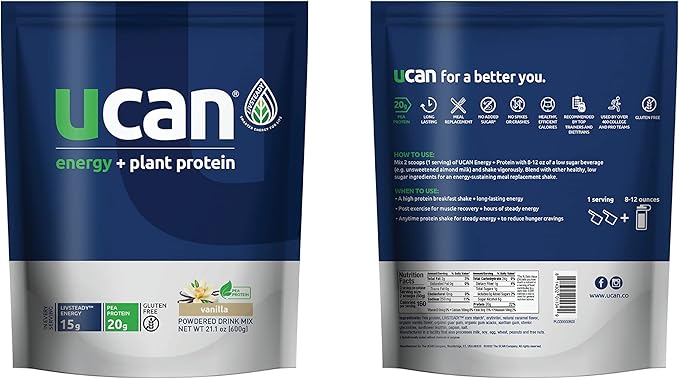 UCAN Energy + Plant Protein Powder 20g Pea 12 Servings