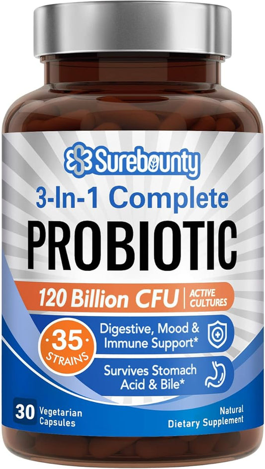 Probiotics 120 Billion CFU, Probiotics 3-in-1 Complete 30 Caps