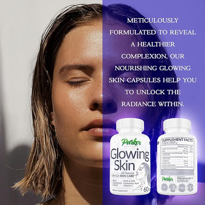 Glowing Skin Supplement 3 Fish CoQ10, Vitamin 60 Caps