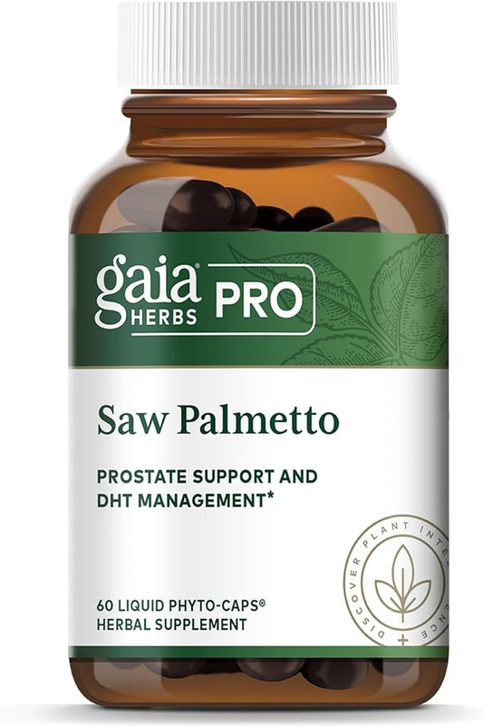 Gaia Herbs Pro Saw Palmetto Berry - Testosterone Booster for Men - with Saw Palmetto & Sunflower Seed Lecithin - 60 Vegan Liquid Phyto-Capsules (60 Servings)