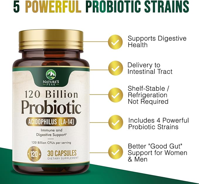Probiotics for Digestive Health, 120 Billion 30 Capsules