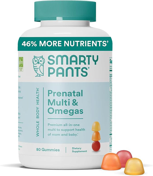 SmartyPants Prenatal Vitamins for Women, Multivitamin 3 Fish D3, C, B12, B6, B6, Vitamin 80 Count (20 Day
