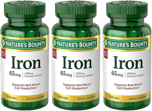Iron 65 mg, 3 Bottles (100 Count)