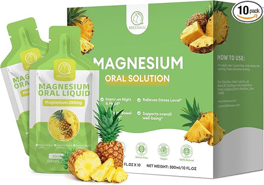 Magnesium Citrate Liquid (10 oz), High Absorption Magnesium Citrate Drink, Magnesium Citrate Oral Solution Supplement with Bromelain, Vitamin C D3 B6 Zinc for Night, Muscle & Energy Support
