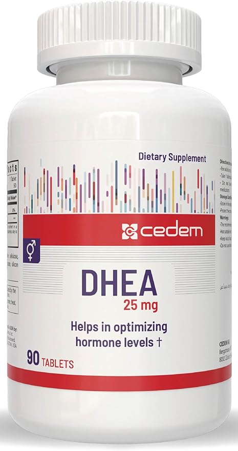 Switzerland DHEA Supplement for Hormone Balance, Energy, Mood & Healthy Aging, Supports Lean Muscle Mass, Bone Strength & Immune Health for Men & Women Tablets (25 mg, 90 Tablets)