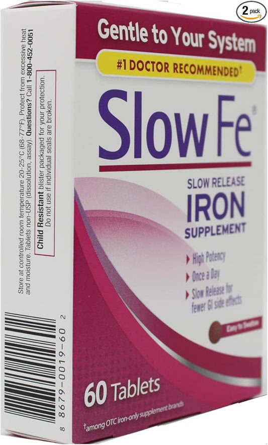 Slow Fe Slow Release Iron, Tablets, 60 ea - 2pc